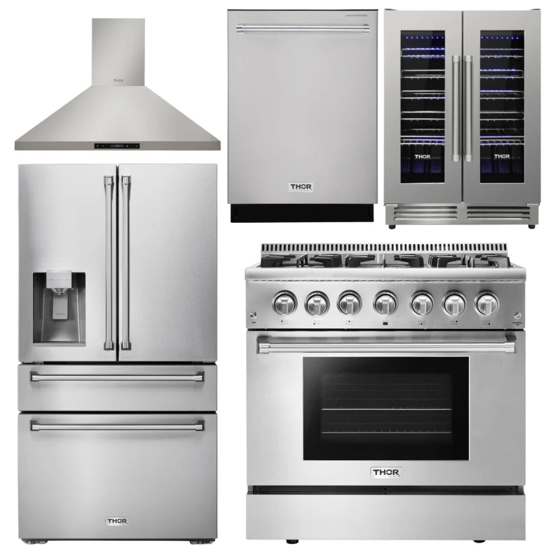 36 Propane Dual Fuel Range, Range Hood, Refrigerator, Dishwasher, Wine Cooler H292