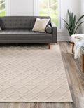 Vanilla Bean Ivory 10' Square Hand Made Geometric Modern Flatweave Rug Z491778