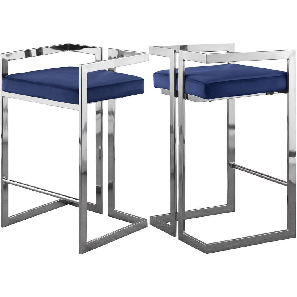 Navy Velvet Counter Stool Set of 2 V42710