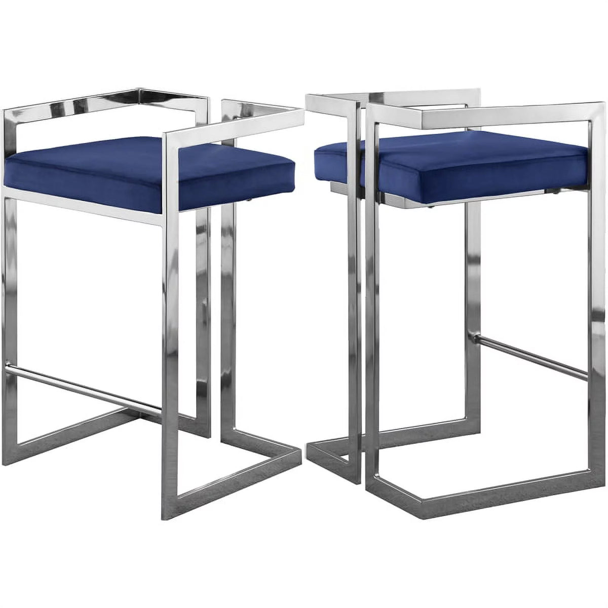 Navy Velvet Counter Stool Set of 2 V42710