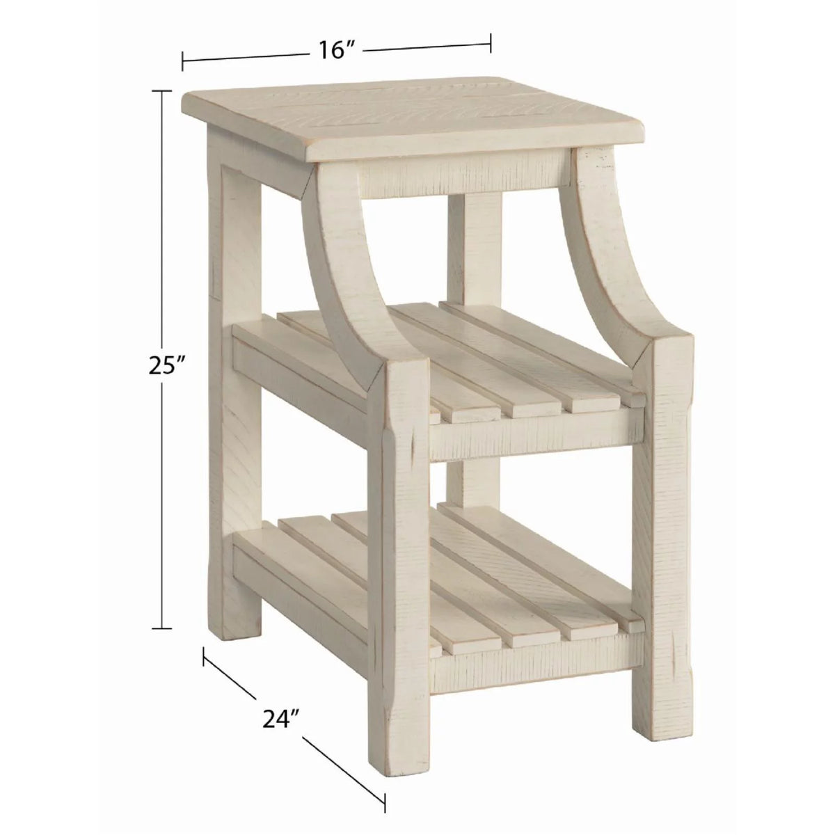 Antique White Solid Wood Chairside Table with Power Z5114