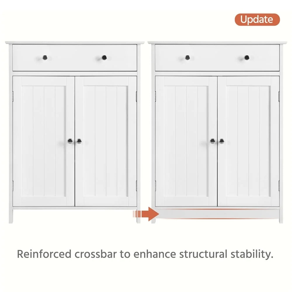 Free Standing Bathroom Cabinet with 1 Drawer 2 Doors White L38726