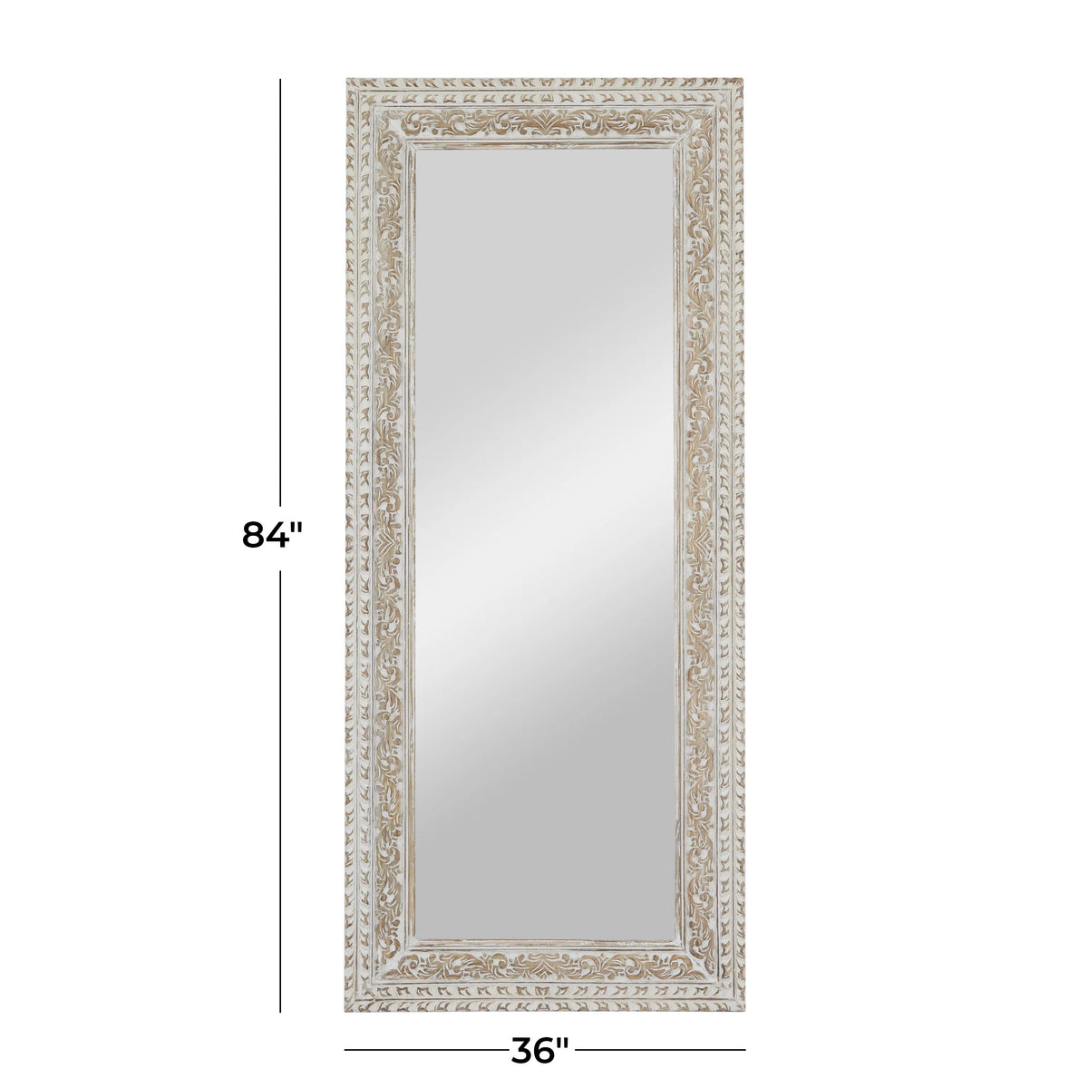 White Carved Floral Wall Mirror R845881