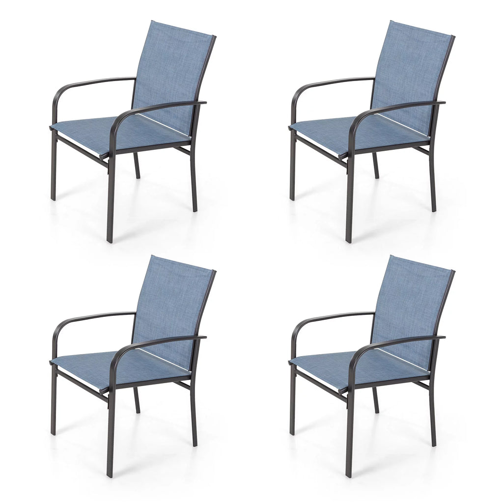 Blue Textilene Outdoor Dining Chair Set of 4 Z5290