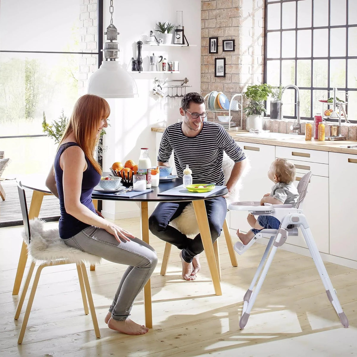 Portable Folding Highchair with Adjustable Height, Removable Tray, Gray I796809
