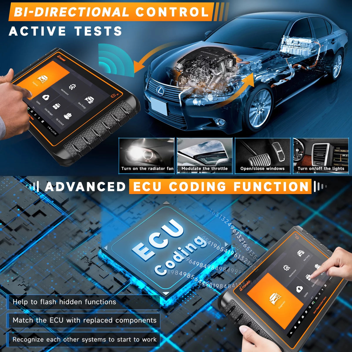Automotive Bi-directional Diagnostic Scan Tool OBD2 Scanner B300746