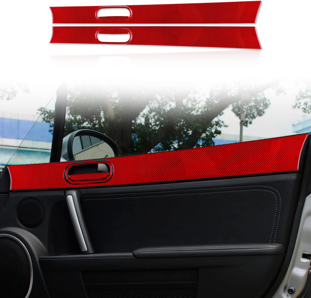 Carbon Fiber Car Inner Door Handle Frame Trim Sticker (Black) W855680