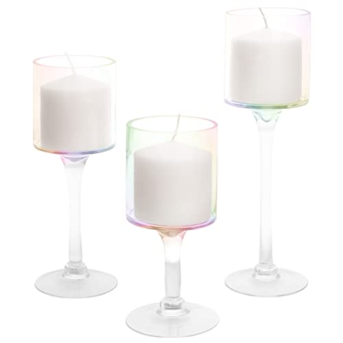 Tall Candle Holder Set Of 3 Clear Glass O86619