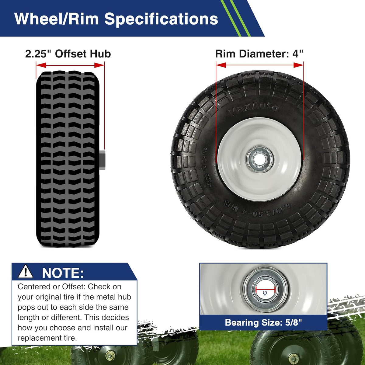10 Flat Free Solid Rubber Wheels with 5/8 Bearings X930639