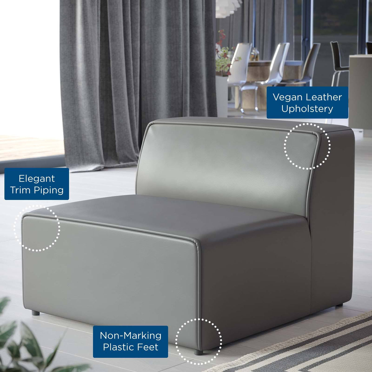 Gray Vegan Leather Armless Chair T17298