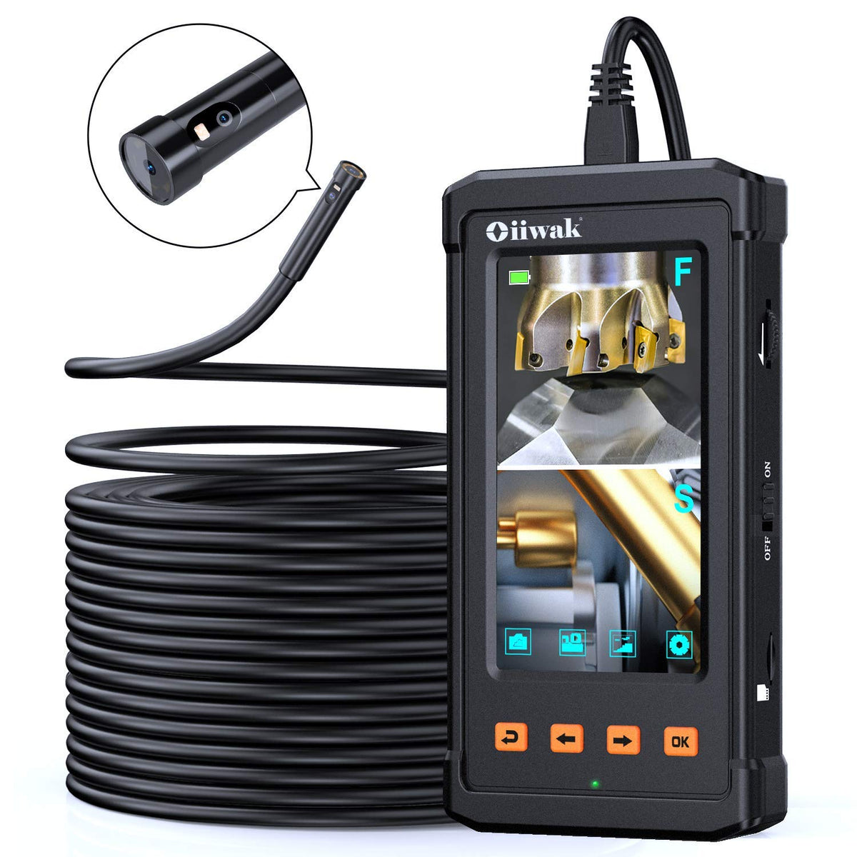 50FT Dual-Screen Borescope Camera with Light IP68 Waterproof N351184
