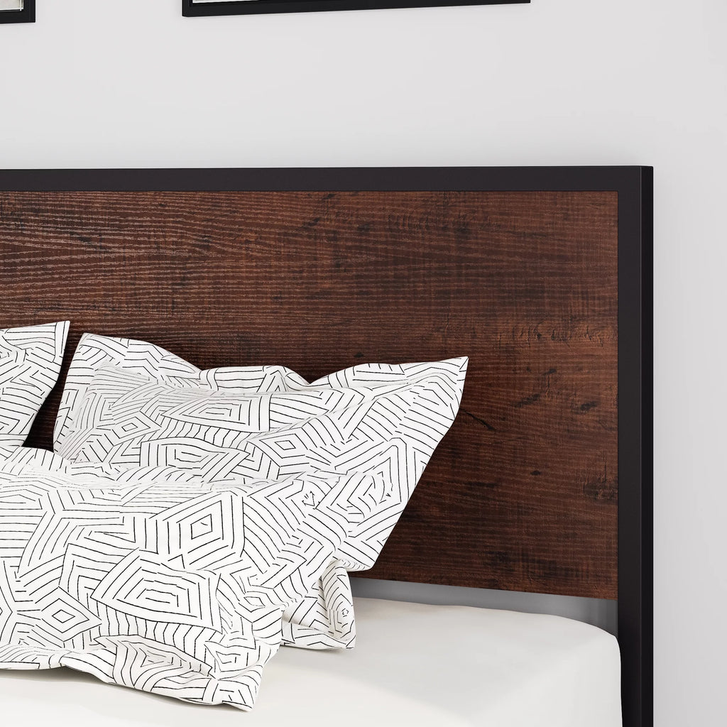 Queen Size Black Oak Headboard Bed Frame I976