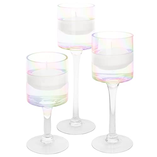 Tall Candle Holder Set Of 3 Clear Glass O86619