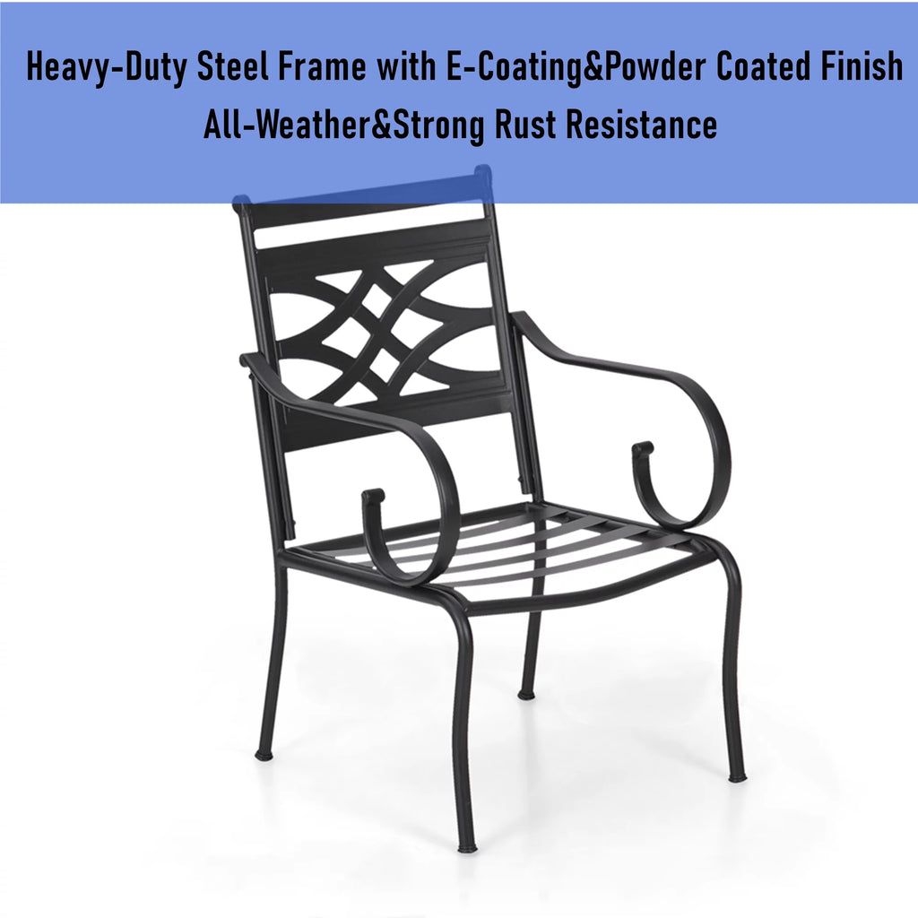 7-Piece Metal Outdoor Dining Set with Cushioned Armchairs W386578