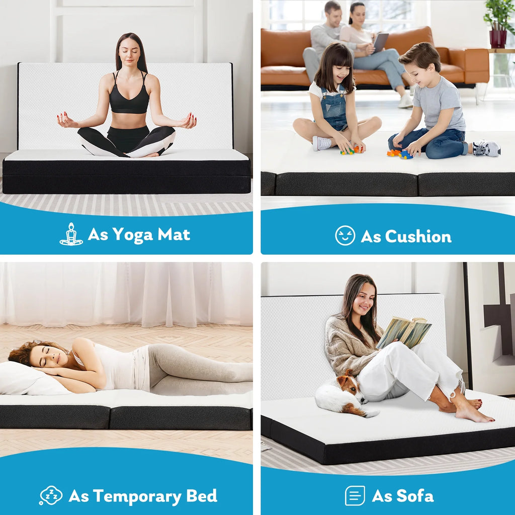 4 inches Tri-Fold Memory Foam Mattress with Cover O88699