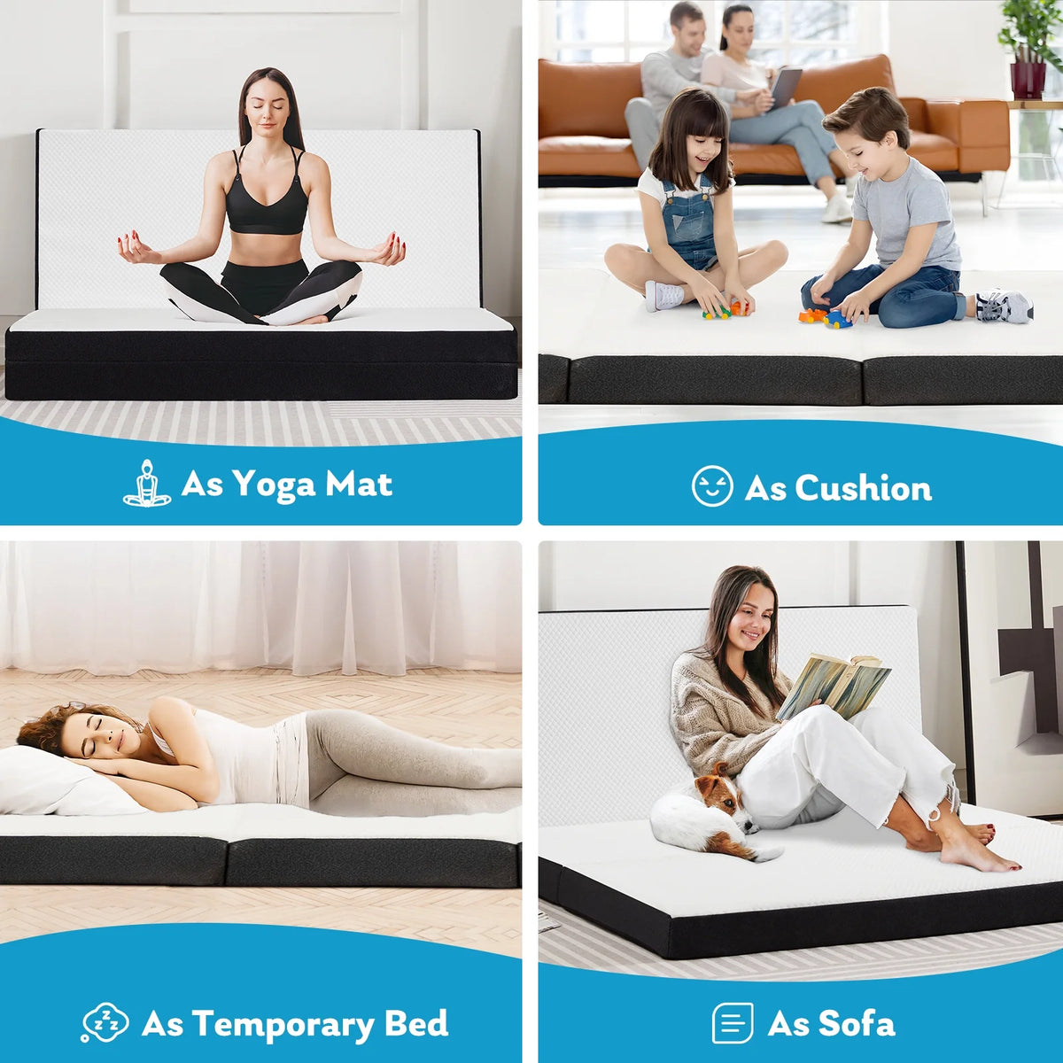 4 inches Tri-Fold Memory Foam Mattress with Cover O88699