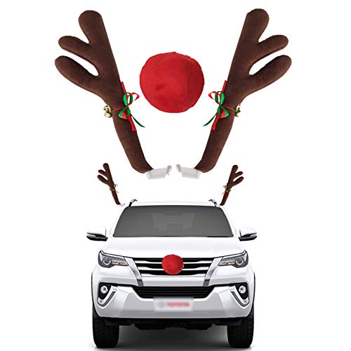 Car Reindeer Antlers & Nose Christmas Costume Decoration Kit (Brown) D7431