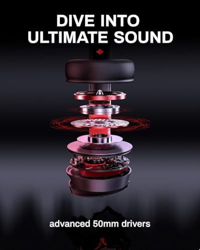 Black Wireless Gaming Headset with 2.4GHz Bluetooth 5.3, 100Hrs Battery, Noise Canceling Mic, 50mm Drivers N872