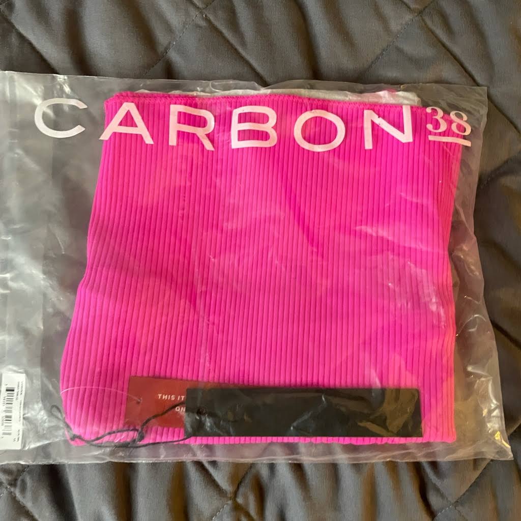 Neon Pink Ribbed Tank L384