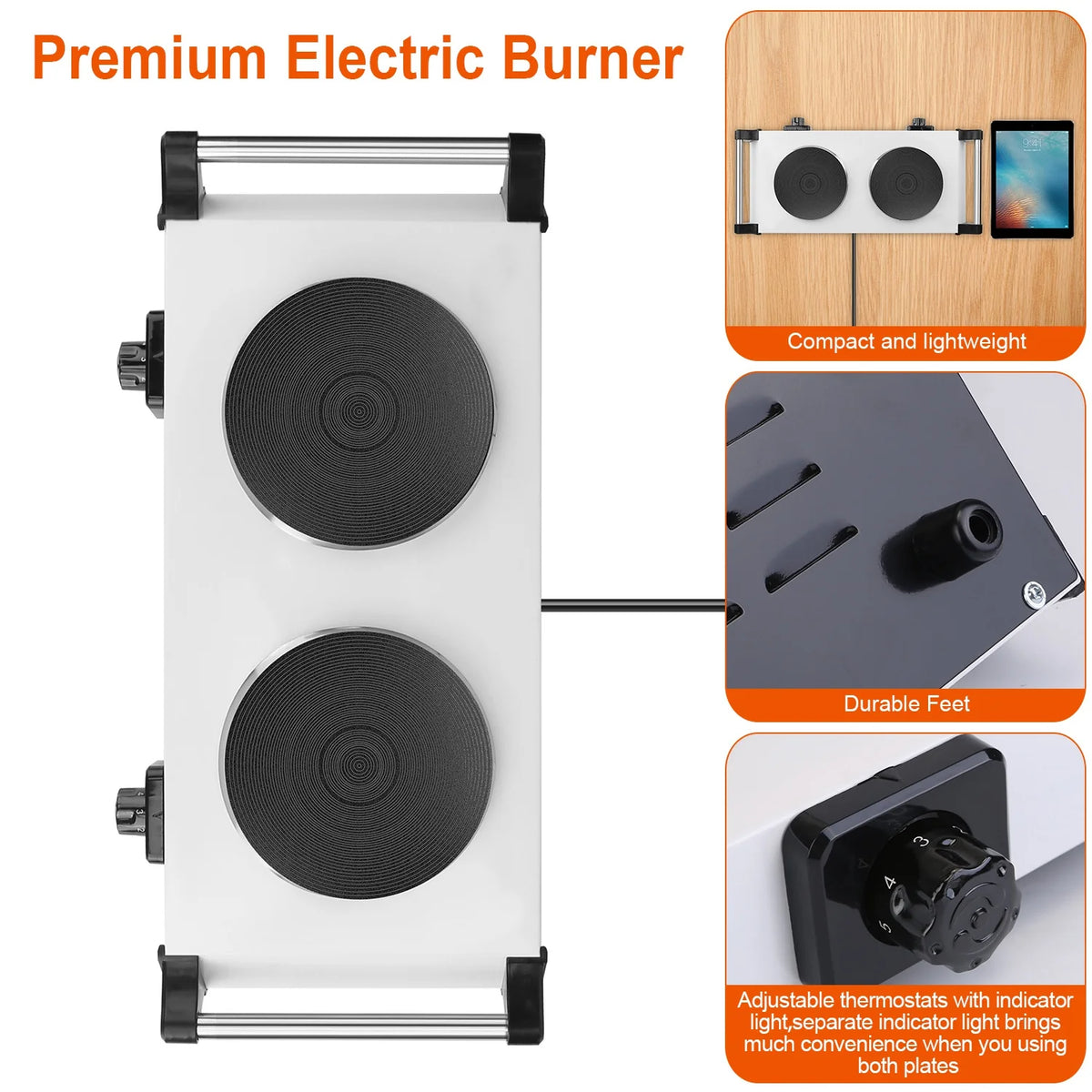 Portable Coil Heating Double/Single Burners Stove 2000W R274910