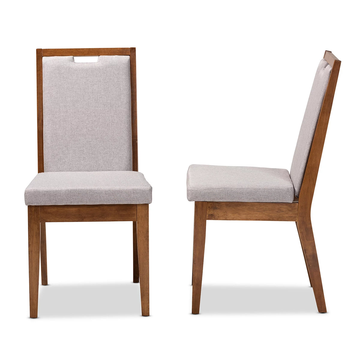 Set of 2 Grey and Walnut Brown Dining Chair A122498