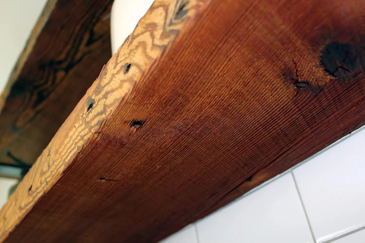 Reclaimed Wood Mantel Shelf with Steel Angle Brackets T279