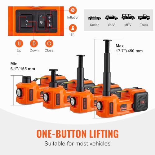 5 Ton Hydraulic Electric Car Jack with Impact Wrench and Inflatable Pump F1508