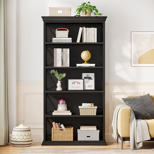 6-Tier 71 Inches Industrial Tall Bookcase, Brown and Black J4259
