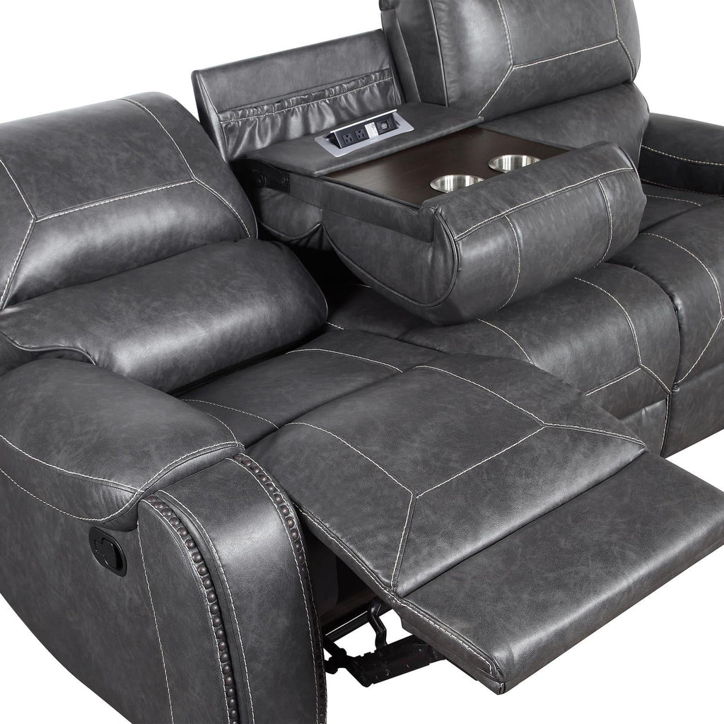 Manual Recliner Sofa Grey L24710
