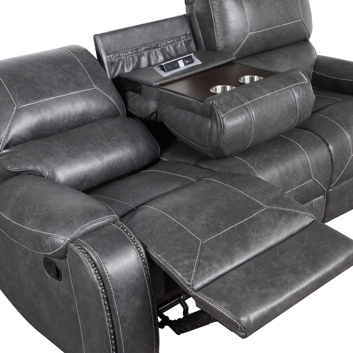Manual Recliner Sofa Grey L24710