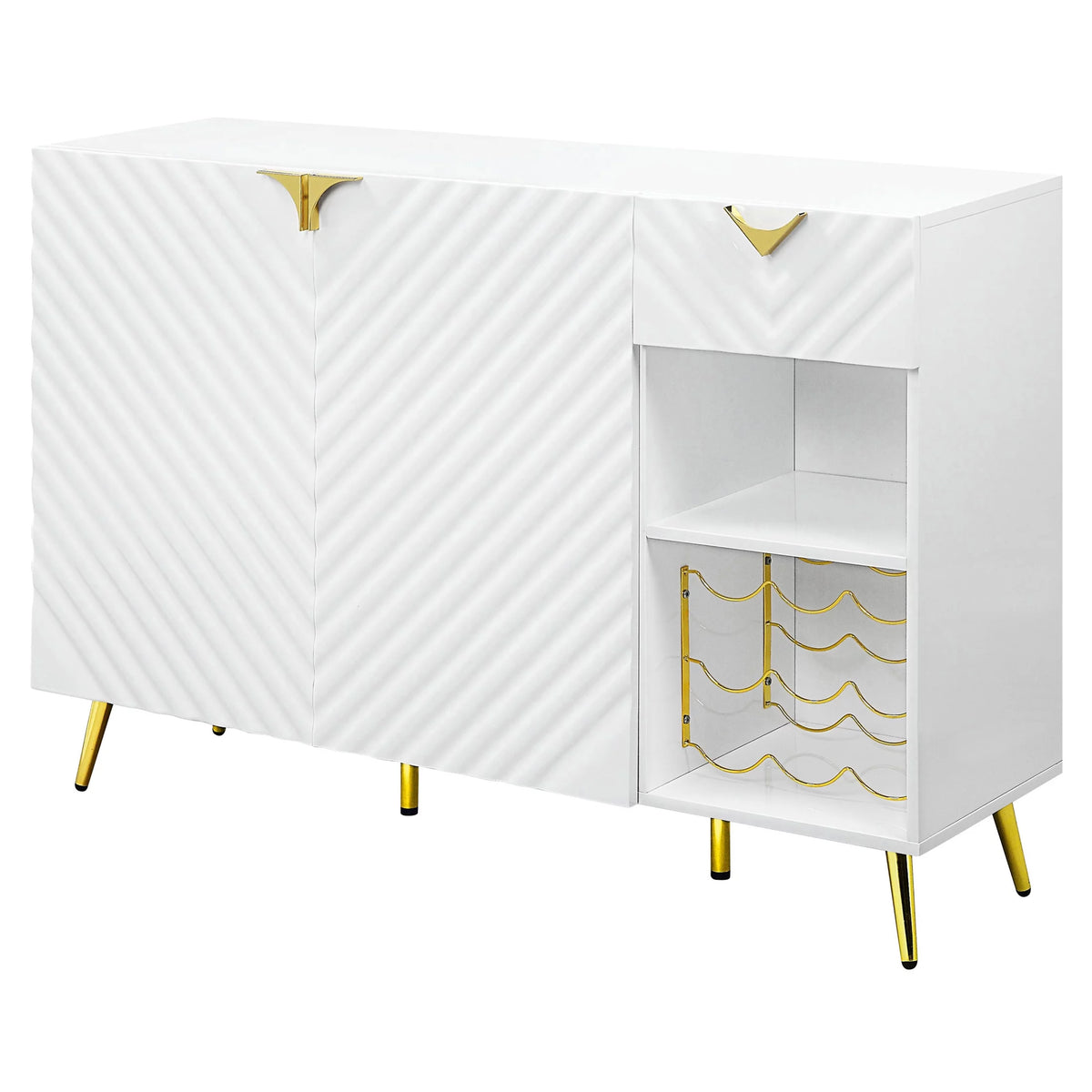 White High Gloss Server with Wine Rack X55558