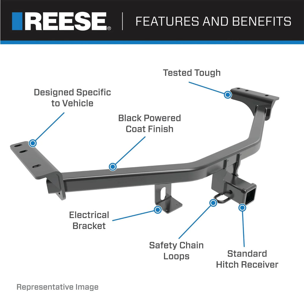 Class 3 Trailer Hitch, 2 Inch Square Receiver, Black D36725