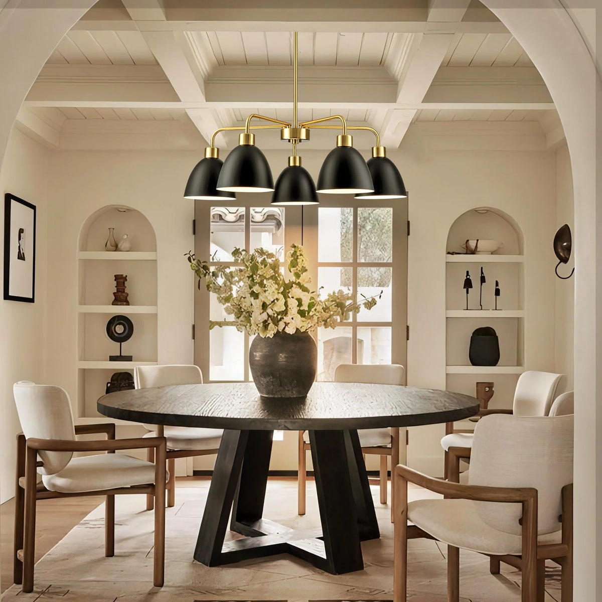 5-Light Dimmable Industrial Shaded Chandelier J296