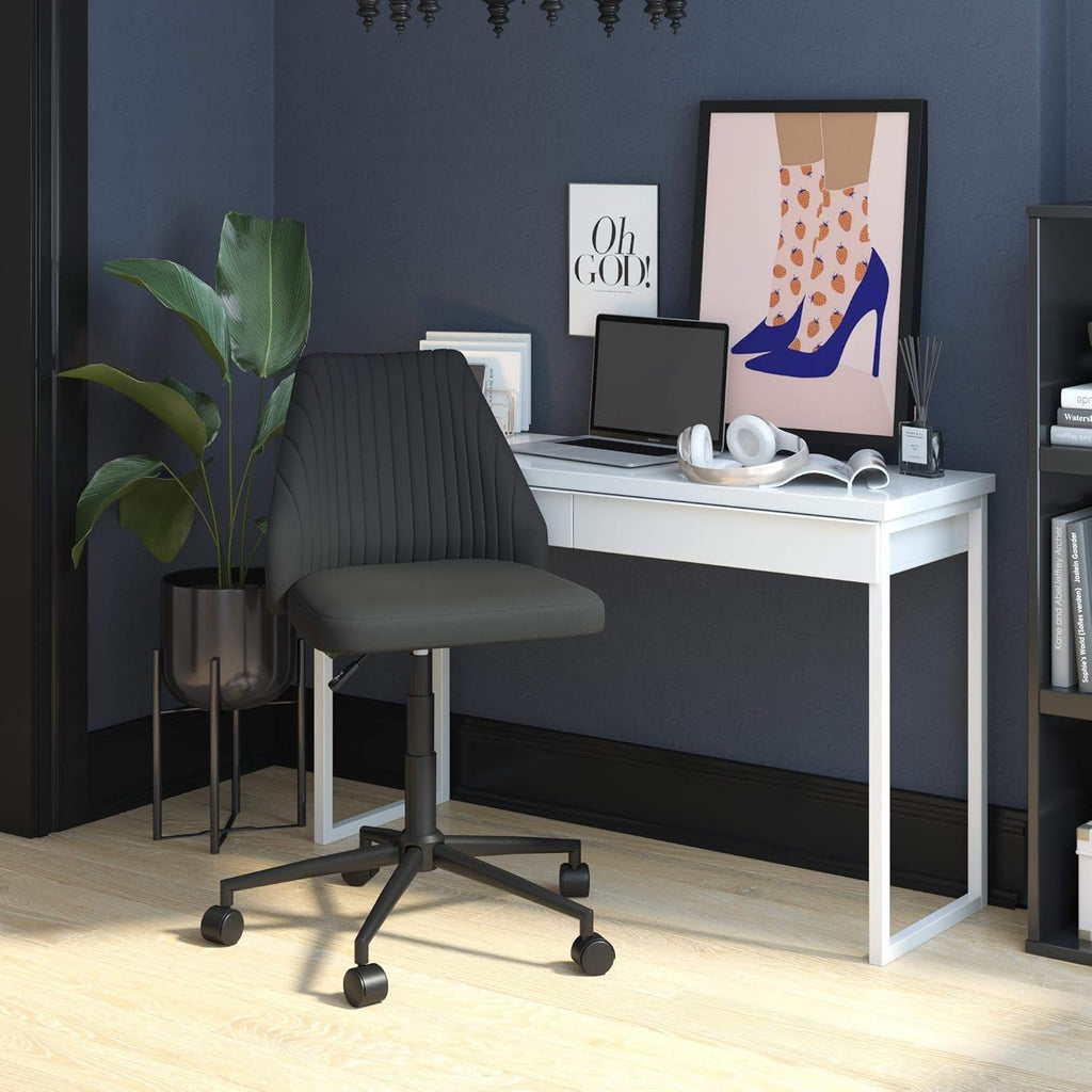 Mustard Linen Office Chair with Casters V28375
