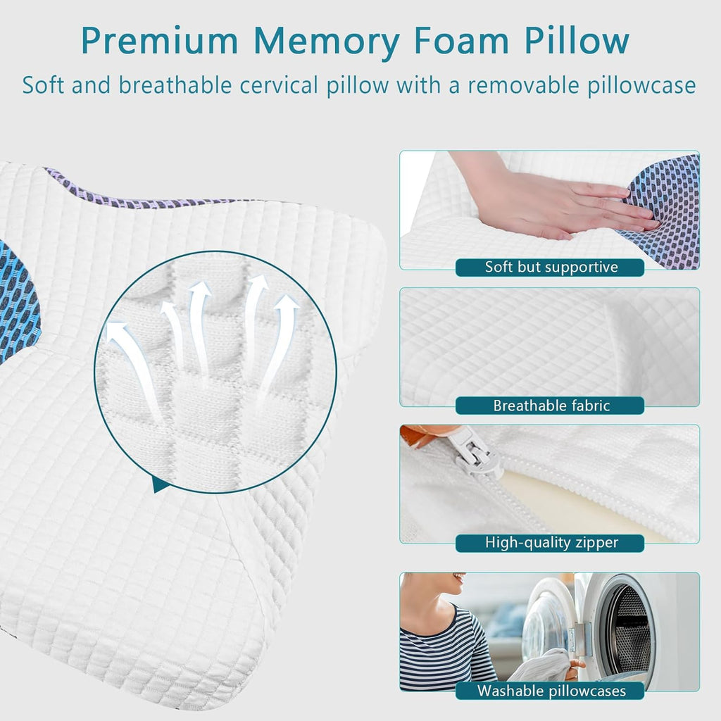 Ergonomic Memory Foam Cervical Pillow with Pillowcase B90493