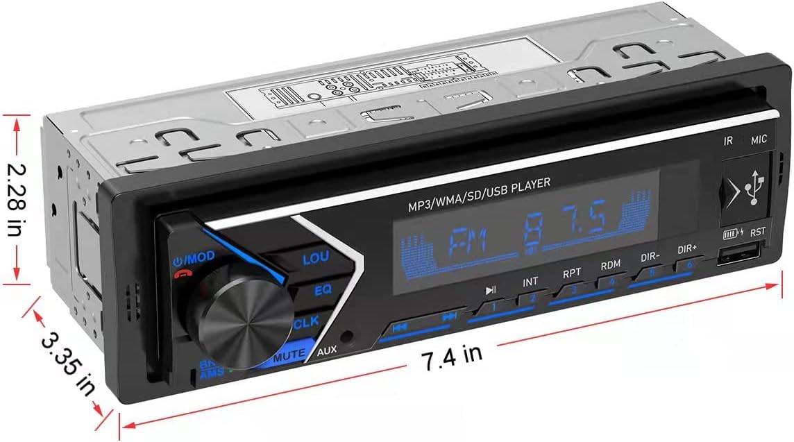 Single Din Bluetooth Car Stereo with USB SD Card AUX Remote Control O6269