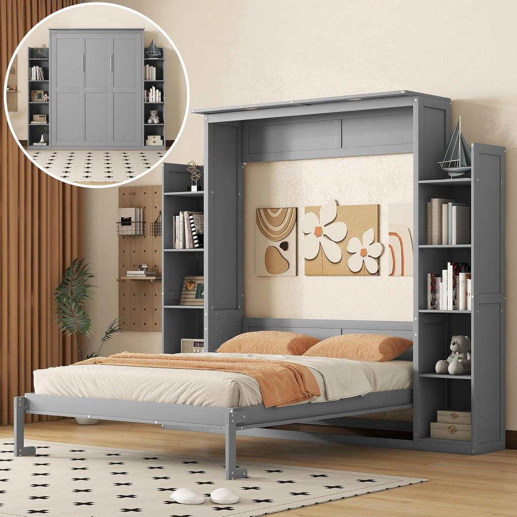 Queen Size Solid Wood Murphy Bed J403