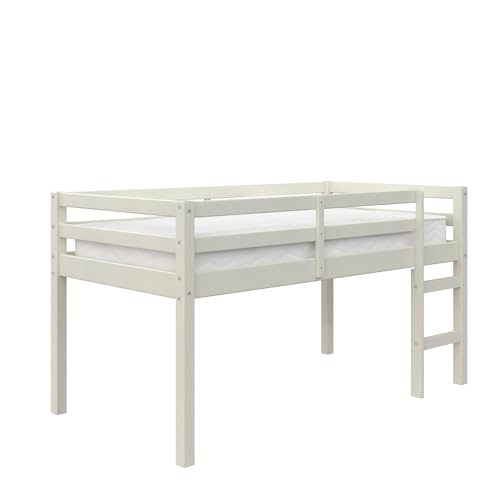 Black Twin Pine Wood Loft Bed with Guard Rail Z6067