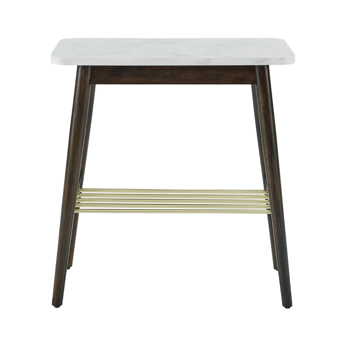 Tapered Leg Side Table Acorn White Faux Marble W257