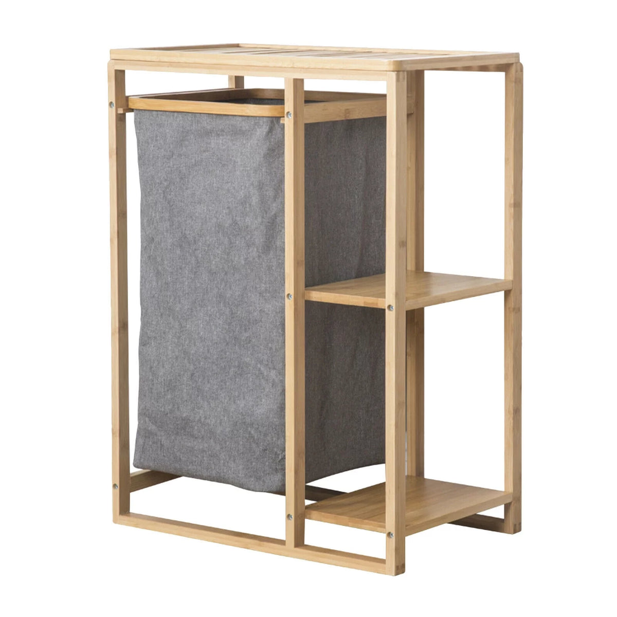 Bamboo Laundry Hamper with Storage Shelves R7612