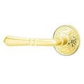 Half Dummy Left Handed Door Lever with Lancaster Rose in Unlacquered Brass J82212