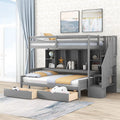 XL Over Full Solid Wood Bunk Bed with Stairs and Storage D28399