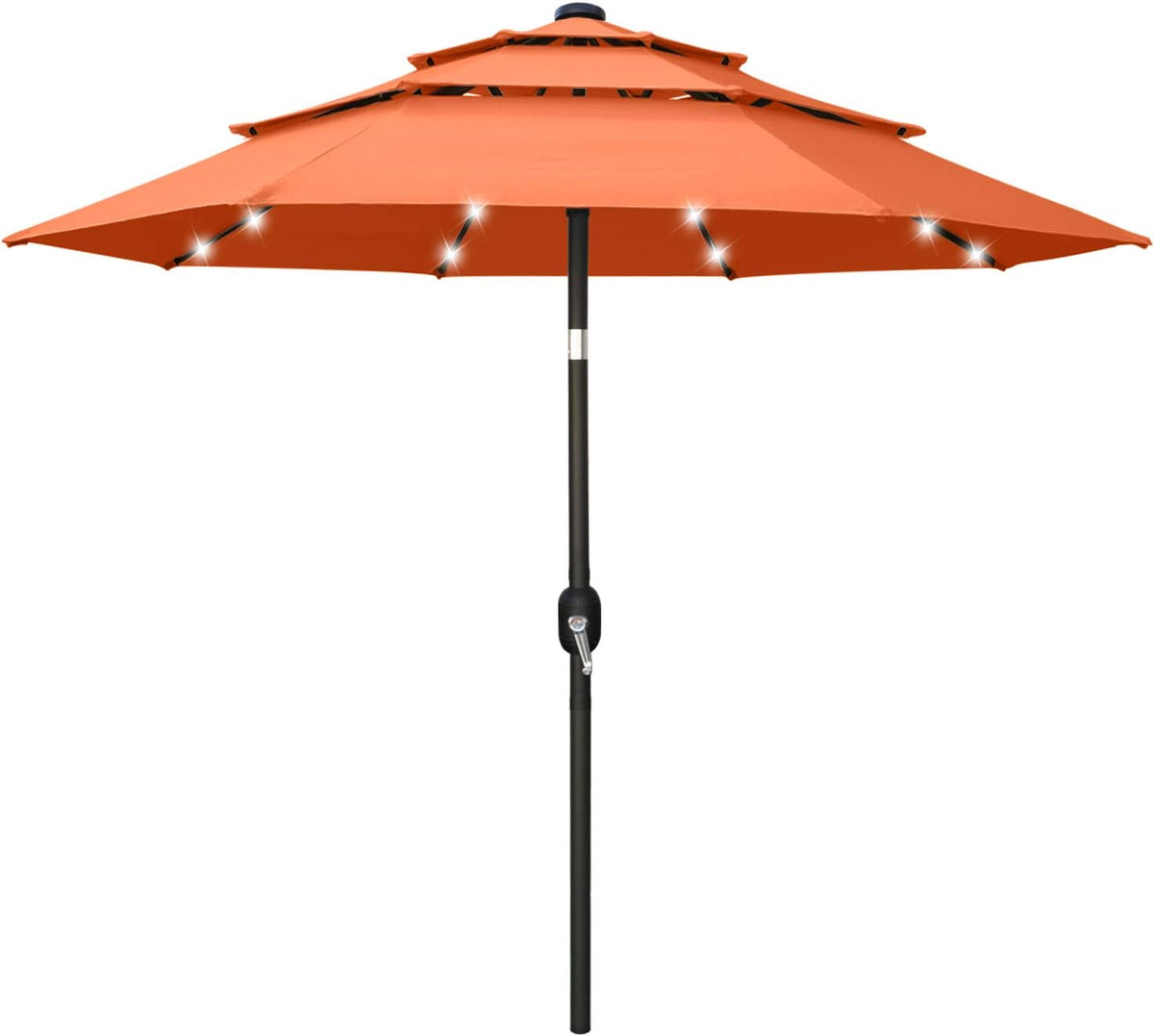 11FT Solar 3 Tiers Market Umbrella with 32 LED Z846939