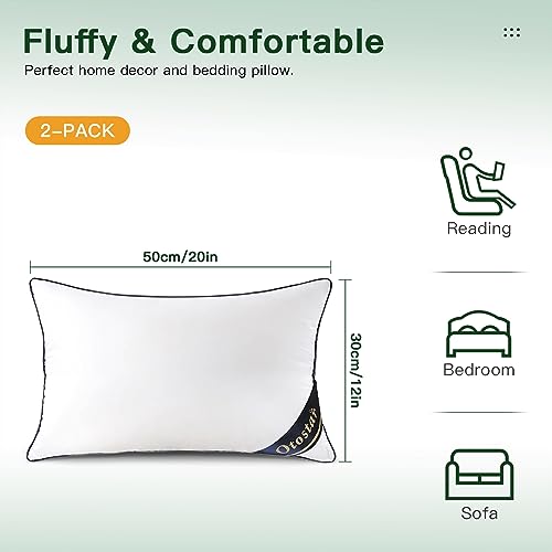 Pack of 2 Throw Pillow Inserts, 12x20, White, 100% Cotton Cover M777