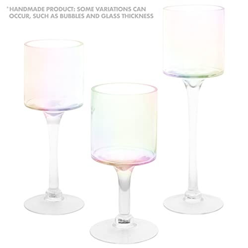 Tall Candle Holder Set Of 3 Clear Glass O86619