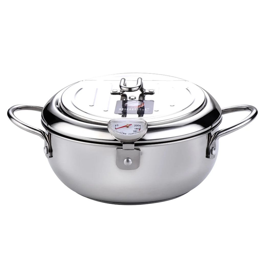 Stainless Steel Deep Fryer Pot with Oil Drip Drainer Rack F673980