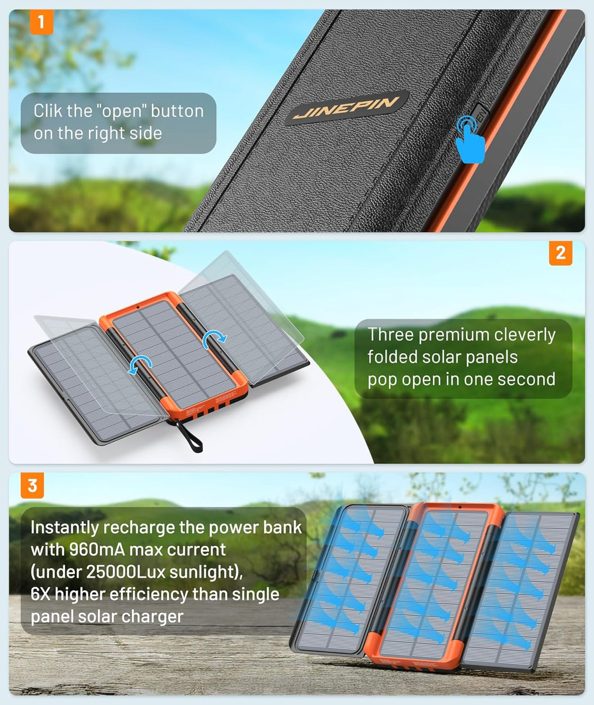 46800mAh Solar Charger with 4 Cables and LED Display W931