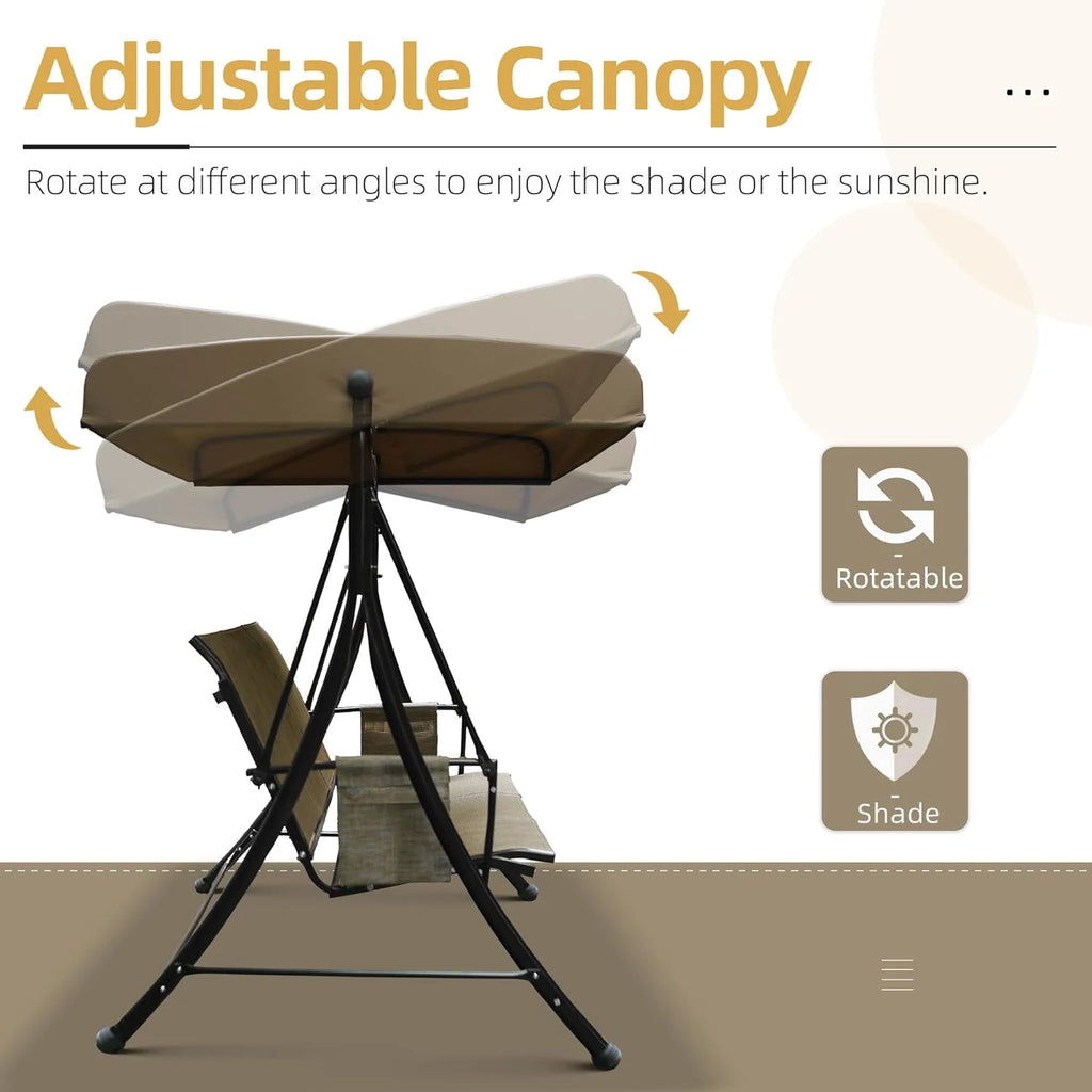 Beige 2-Seat Outdoor Patio Swing with Steel Frame Z958519