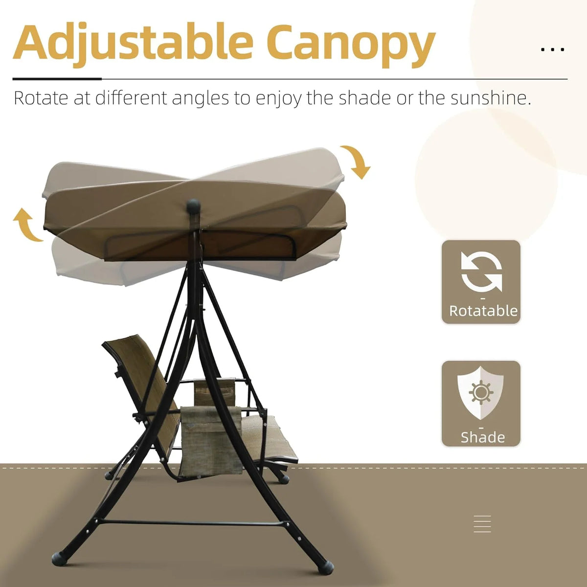 Beige 2-Seat Outdoor Patio Swing with Steel Frame Z958519