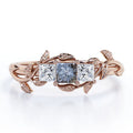 Triple Stone Engagement Ring with Salt and Pepper Diamond and Moissanite C3549